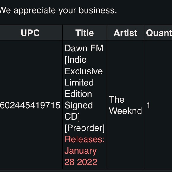 The Weeknd Dawn FM Indie Cover Collectors Edition Signed Insert - Picture 4 of 4